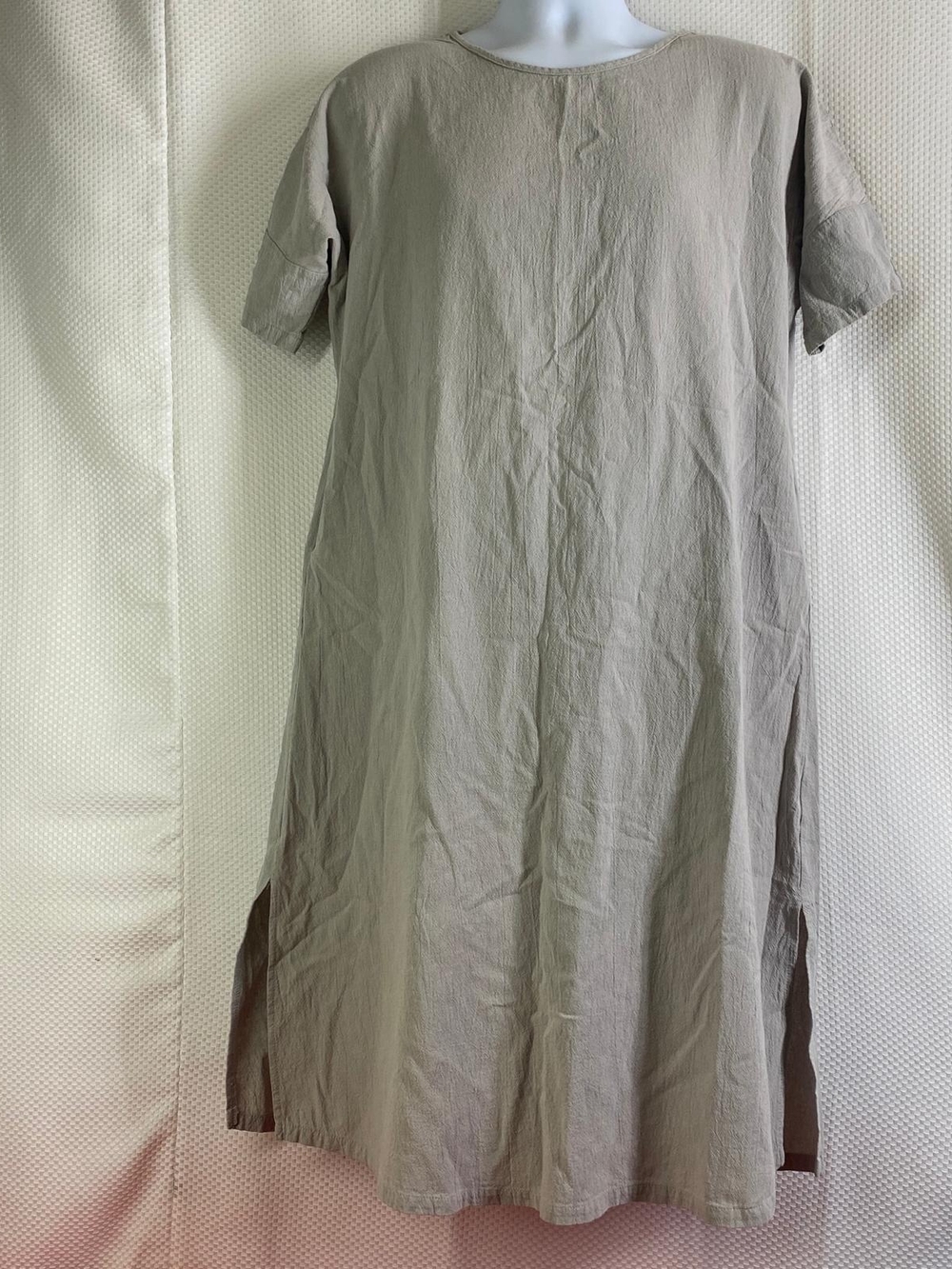 Audate Gray/Beige Linen Blend Tunic Dress Size XL